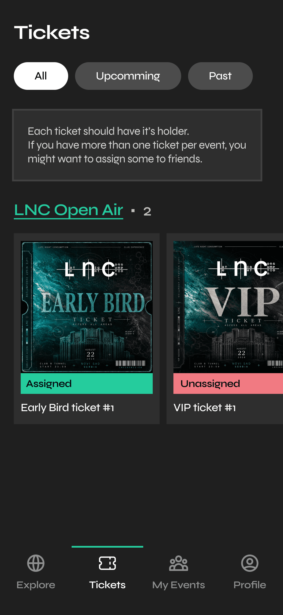 Mobile ticket app